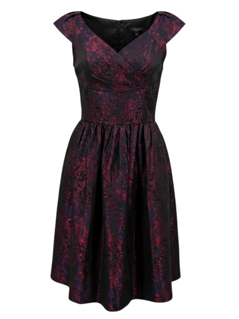 VTG-Style Suzi Chin Burgundy Brocade 1950s Retro-Glam Cocktail Dress Sz 4 - Picture 6 of 10